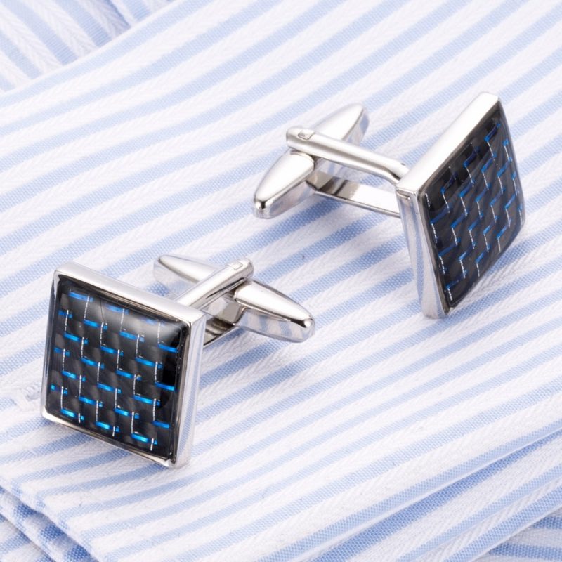 Classic Silver Men S Cufflinks Muduh Collection   VAGULA Gemelos Classic Silver Color Copper Blue Fibre Men Cufflink Luxury Gift Party Wedding Suit Shirt 2 800x800 