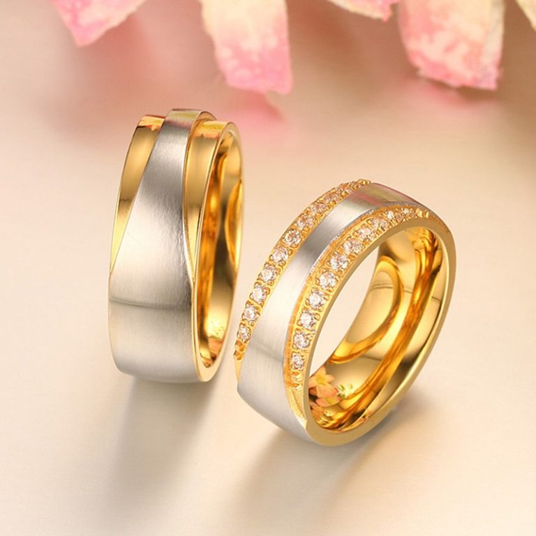 Stainless Steel Gold Couple Ring | Muduh Collection