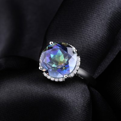 Blueish Mystic Quartz Gemstone Engagement Ring | Muduh Collection