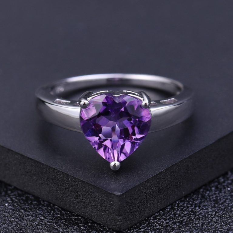 Amethyst Gemstone Heart Shape Ring | Muduh Collection