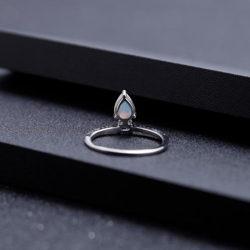 African Opal Blue Topaz Drop Shaped Ring | Muduh Collection
