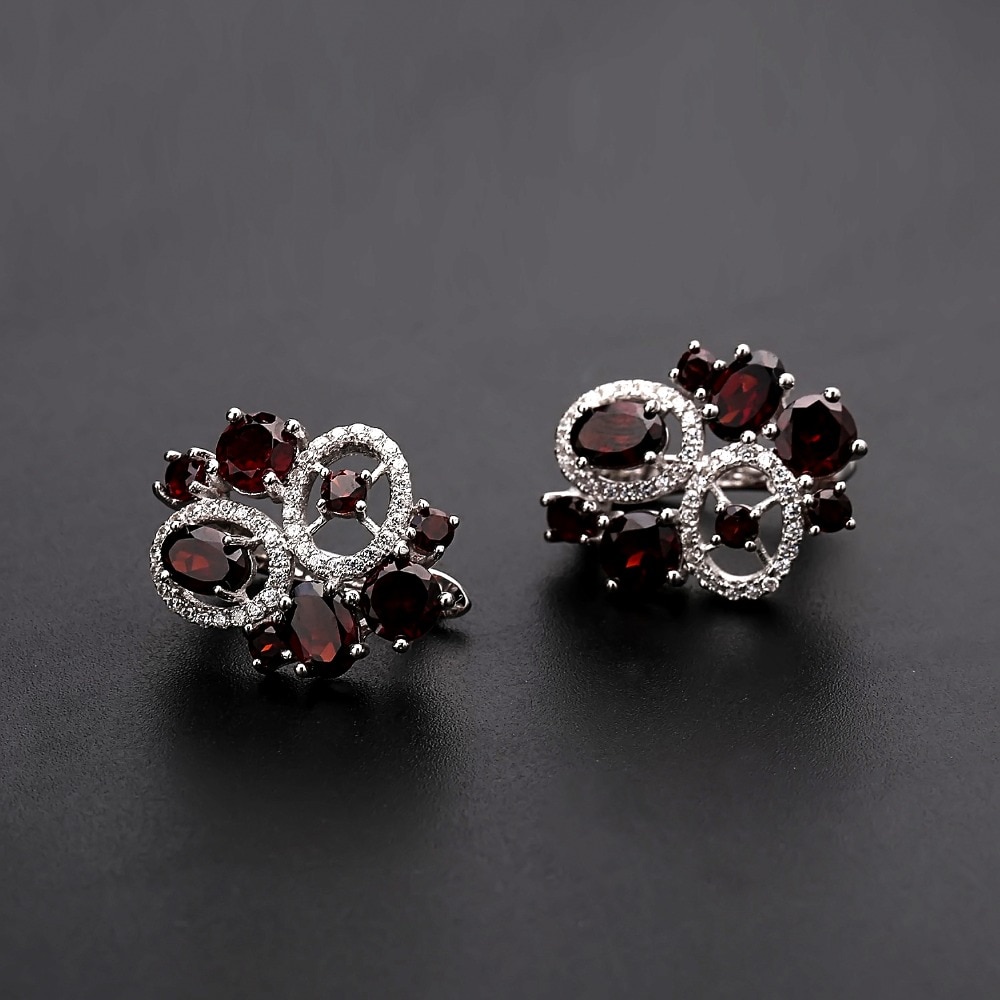 Red Garnet Vintage Flower Gemstone Jewelry Sets | Muduh Collection