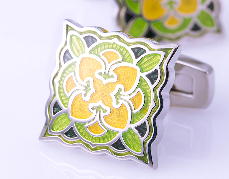 KFLK Jewelry French shirt cufflink for mens Brand Green enamel Fashion cuff link button Luxury High Quality male Free Shipping