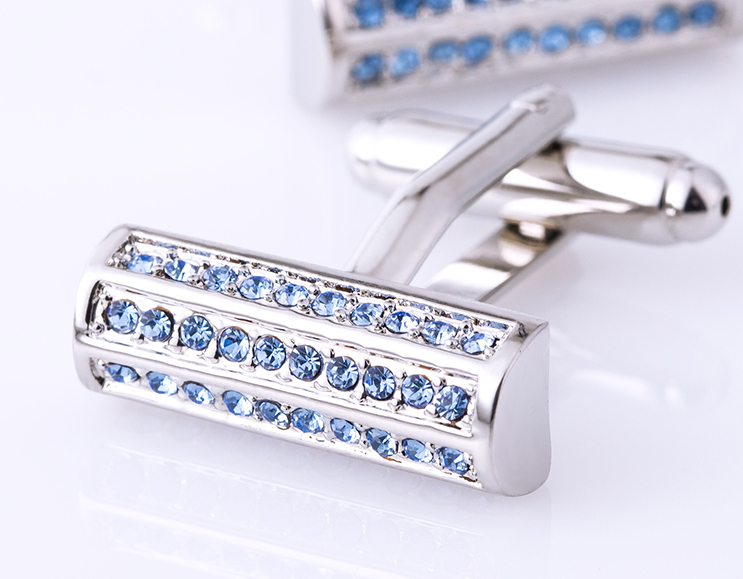 KFLK Jewelry shirt cufflinks mens Brand Blue Crystal cuff links Wholesale Button High Quality Luxury Wedding Groom Free Shipping