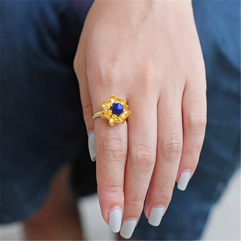 lotus flower engagement ring blue