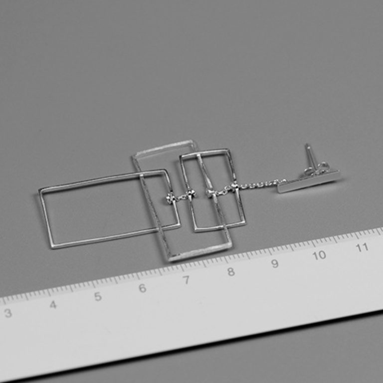 Geometric Rectangular Design Gold Color Dangle Earrings | Muduh Collection