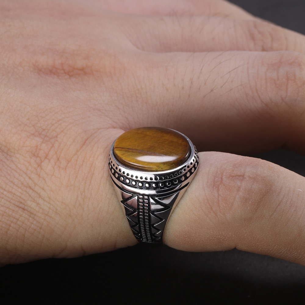 Natural Tiger Eye Stones Vintage Turkish Rings | Muduh Collection