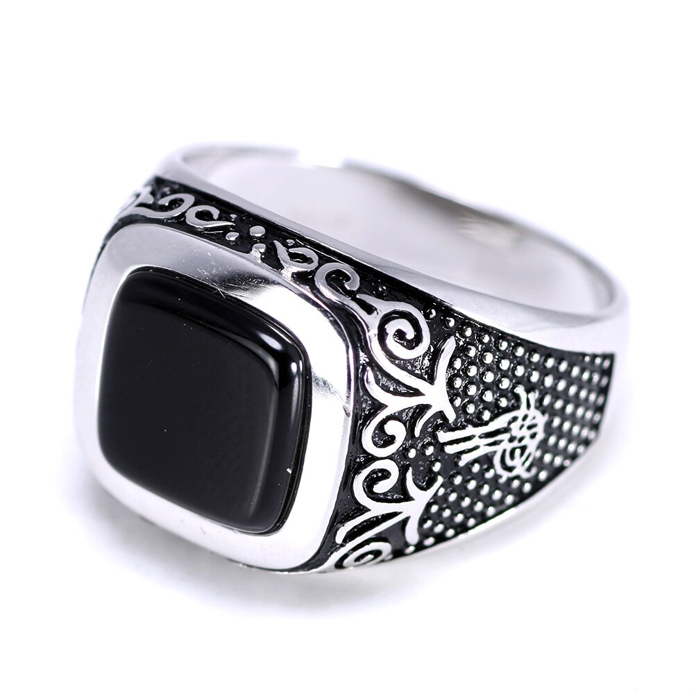 Square Black Stone Rings For Men | Muduh Collection