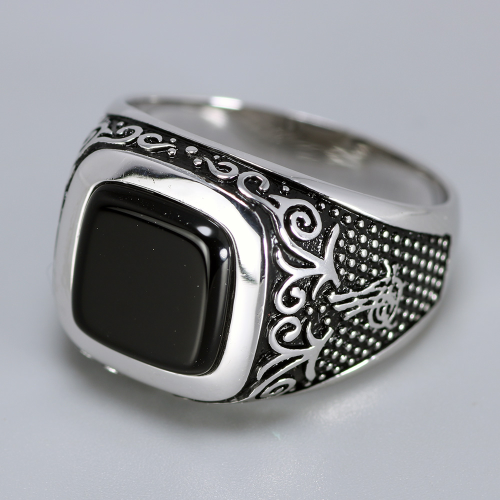 Square Black Stone Rings For Men | Muduh Collection