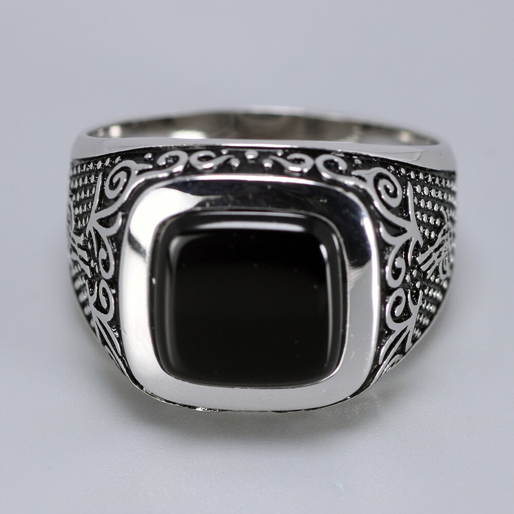 Square Black Stone Rings For Men | Muduh Collection