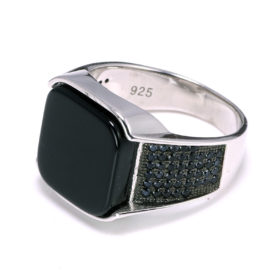 Antique Turkish Ring For Men With Square Black Natural Stones | Muduh ...