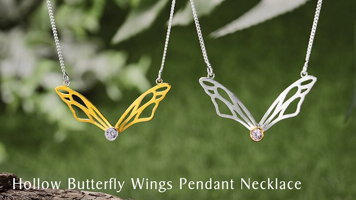 Lotus Fun Real 925 Sterling Silver Handmade Designer Original Fine Jewelry Hollow Butterfly Wings Jewelry Set for Women