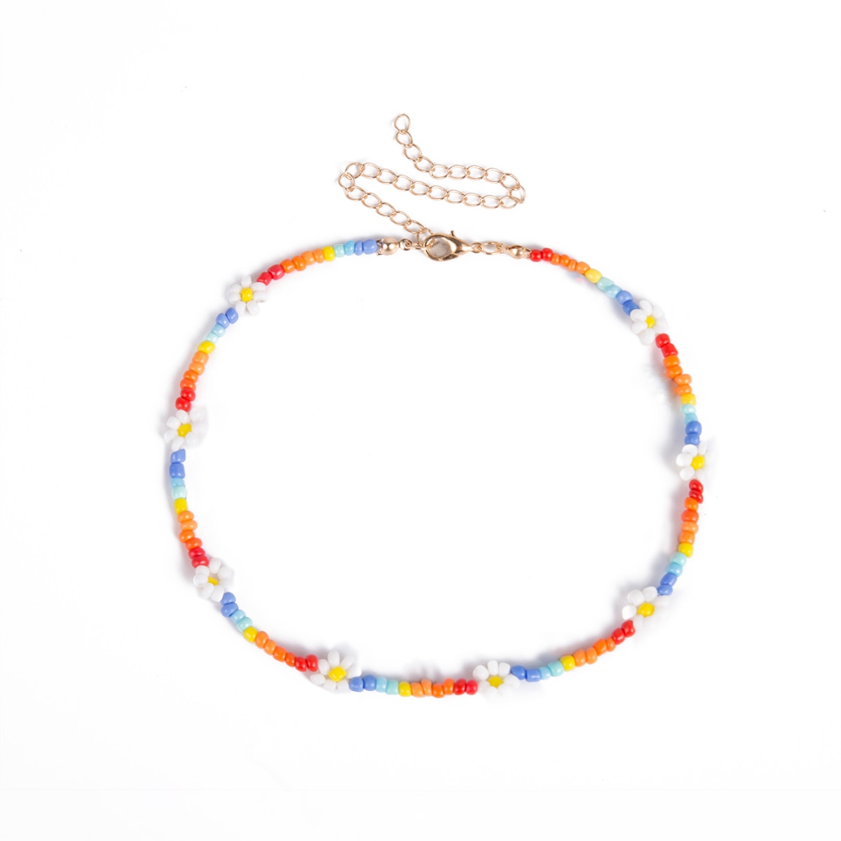 Bohemian Colorful Seed Bead Flower Choker Necklace | Muduh Collection