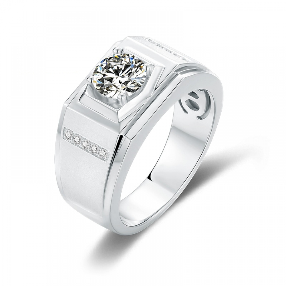 Moissanite Wedding Round Solitaire Ring For Men | Muduh Collection