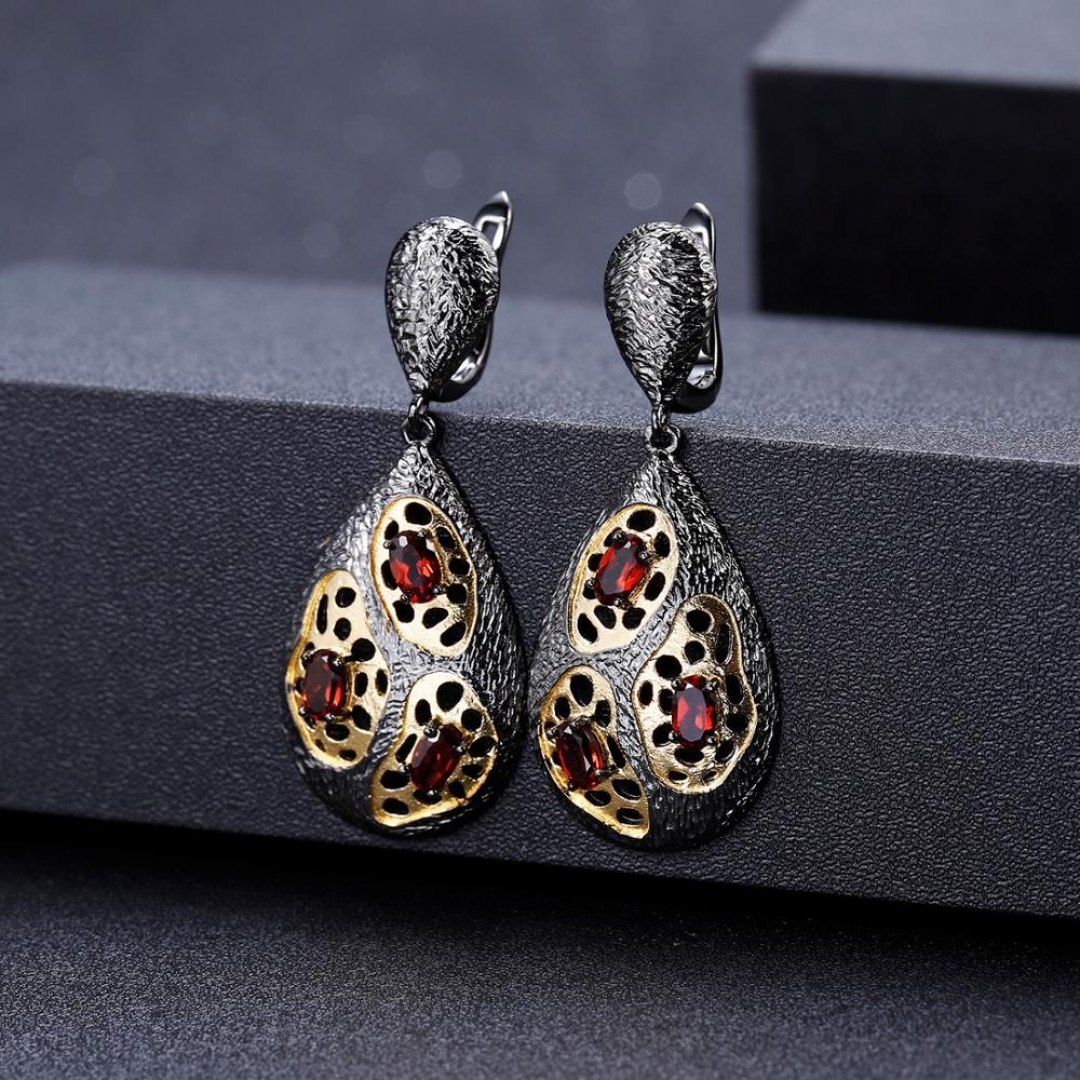 Natural Red Garnet Handmade Gemstone Jewelry Set | Muduh Collection